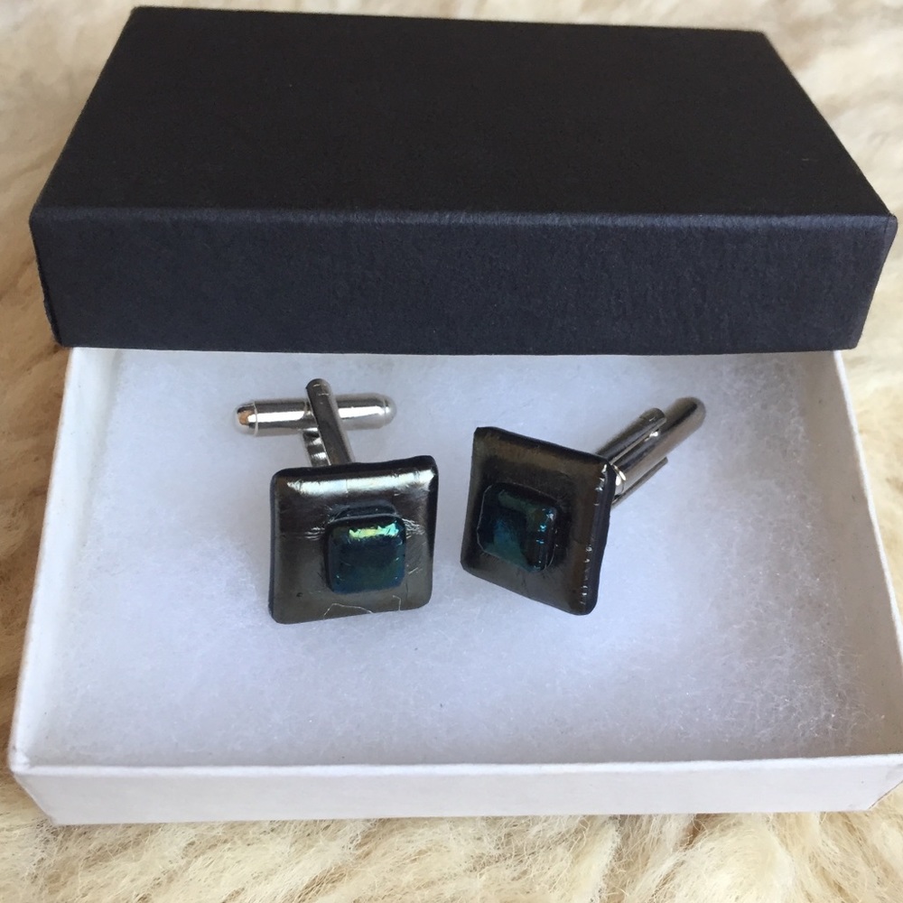 NEW Handmade Men’s Glass Square Cufflinks